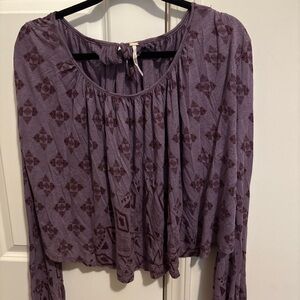 Free People Purple Geometric Blouse